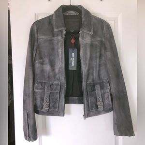 True Religion Distressed Leather Jacket